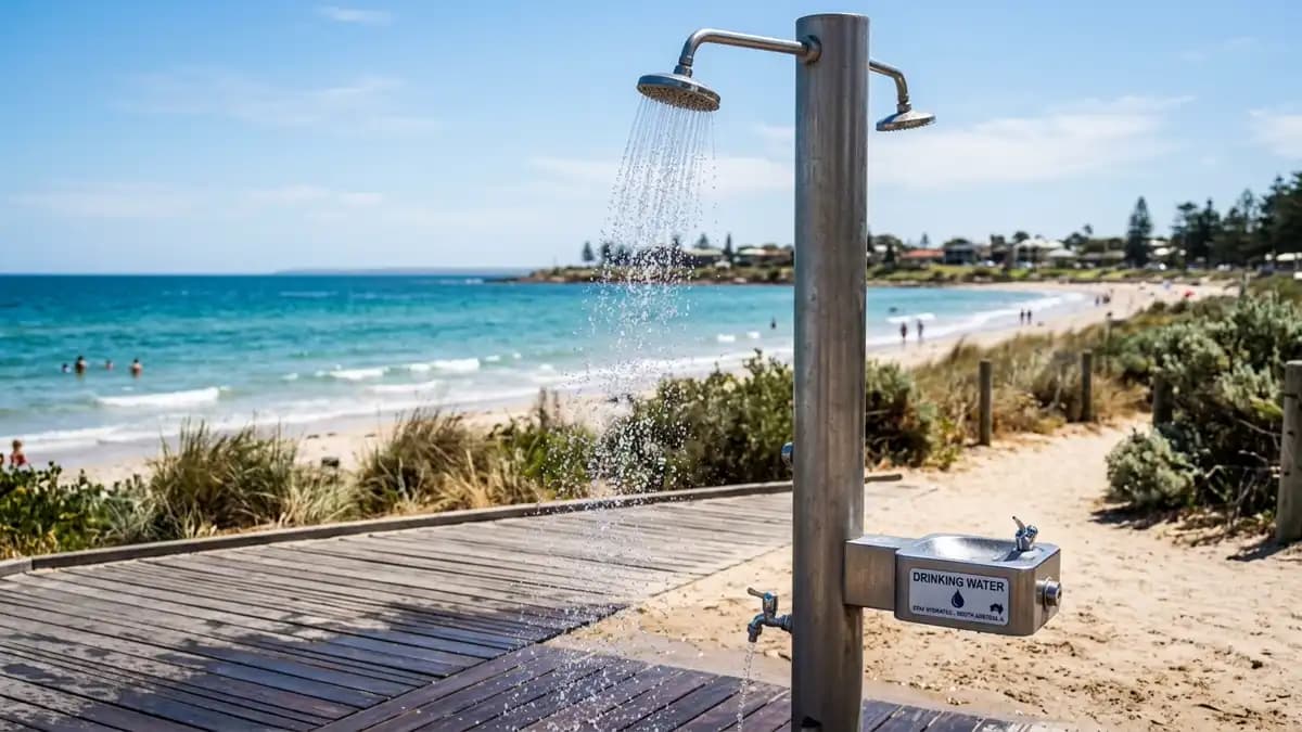 Beach showers and drinking water in Adelaide