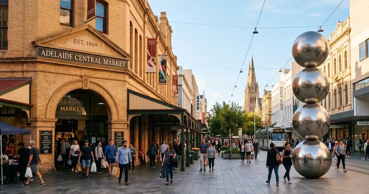 Adelaide Central Market and Rundle Mall, South Australia
