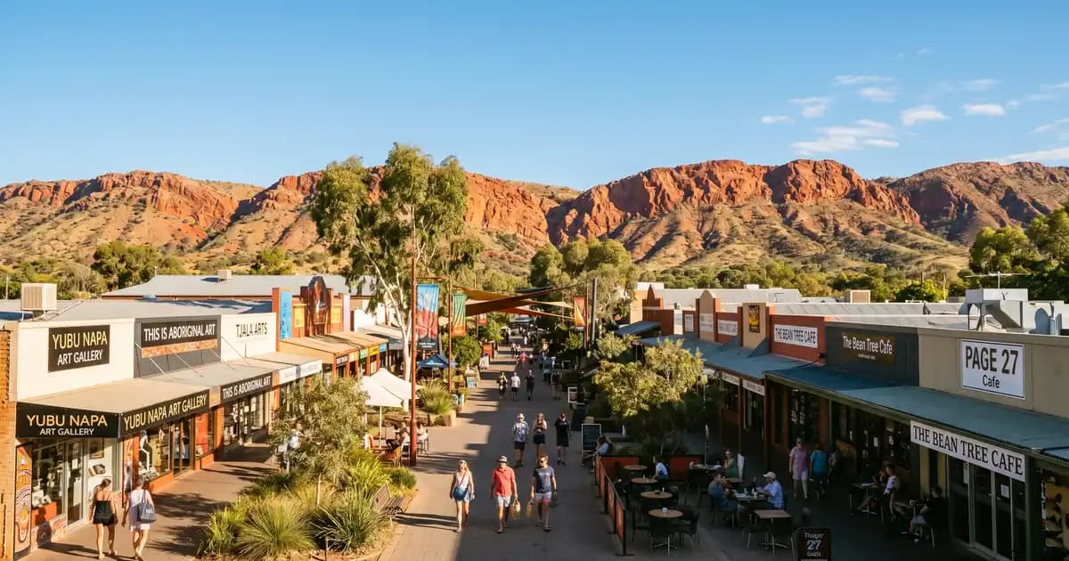 Todd Mall and MacDonnell Ranges, Alice Springs NT