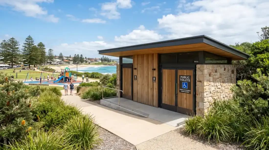 Public toilet facility in an Australian coastal park