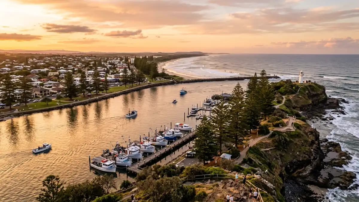 Shaws Bay tidal lagoon in Ballina with calm turquoise water, Northern Rivers NSW