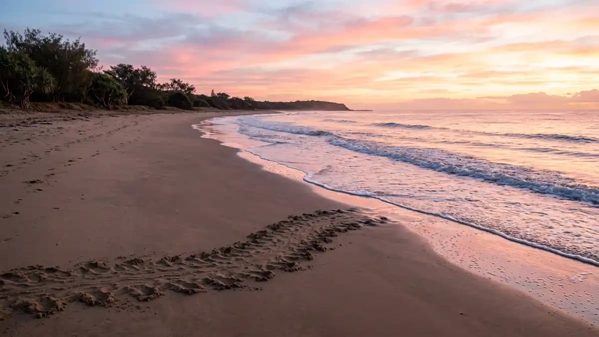 Bargara Beach with coral coastline and clear water on the Bundaberg coast, Queensland