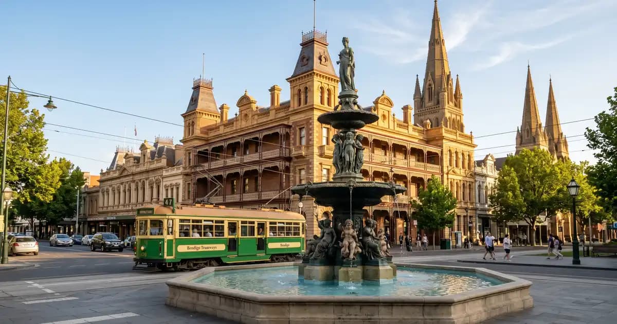 Pall Mall and Alexandra Fountain in Bendigo, Victoria