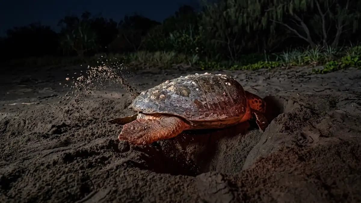 Loggerhead turtle nesting at Mon Repos Beach Bundaberg Queensland