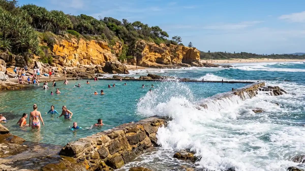 Kings Beach ocean rock pool at Caloundra Sunshine Coast Queensland
