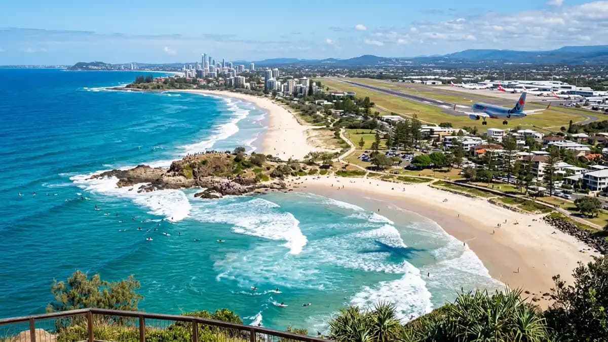 Greenmount Beach Coolangatta with Gold Coast Airport Queensland