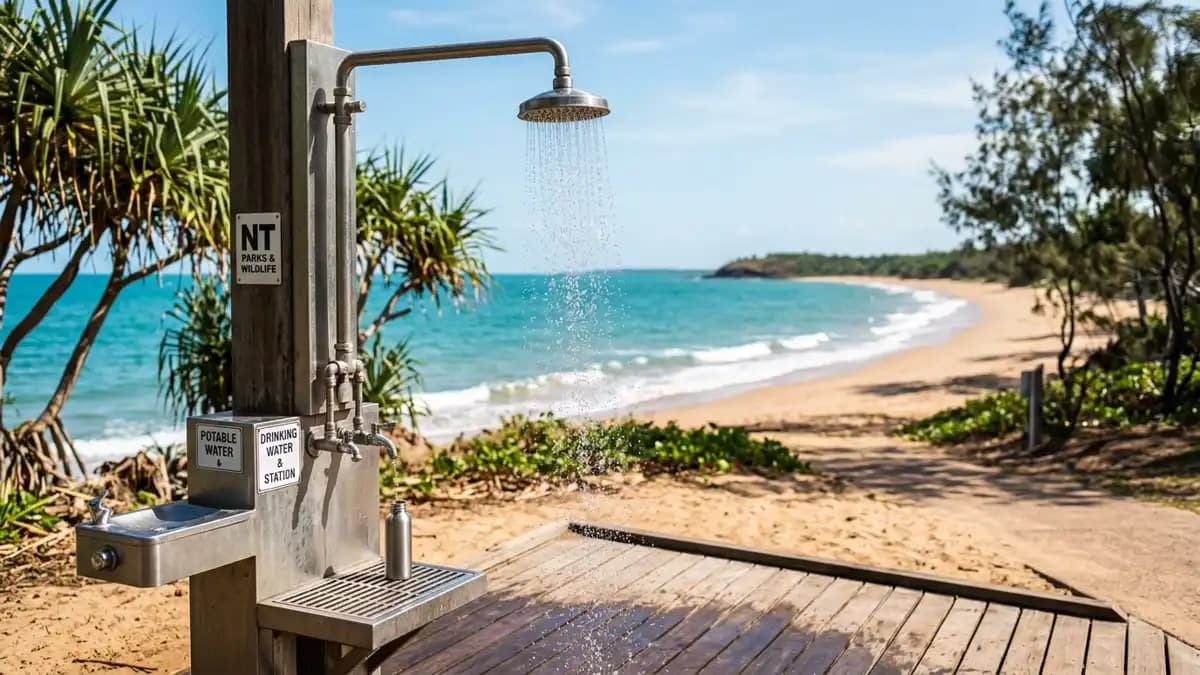 Beach showers and drinking water in Darwin