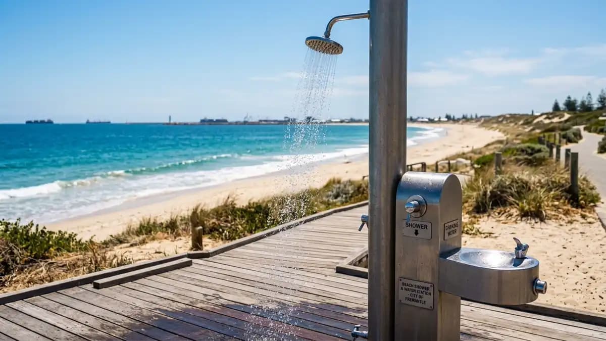 Beach showers and drinking water in Fremantle
