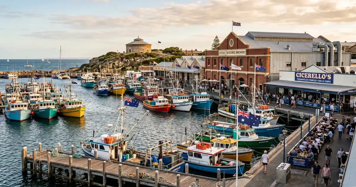 Fishing Boat Harbour and Round House, Fremantle Western Australia