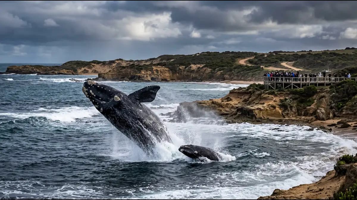 Southern right whale at Logans Beach in Warrnambool