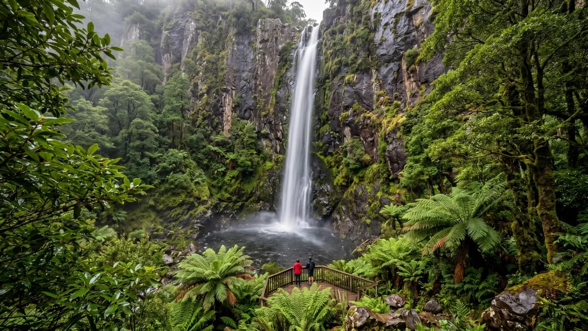 Montezuma Falls in Tasmania's west coast rainforest