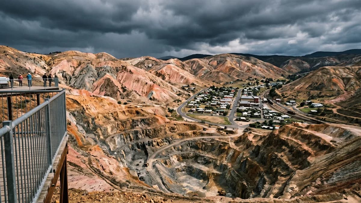 Queenstown Tasmania barren hills and mining moonscape
