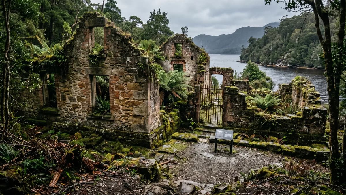 Sarah Island convict ruins on the Gordon River