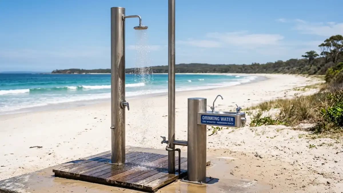 Beach showers and drinking water in Huskisson