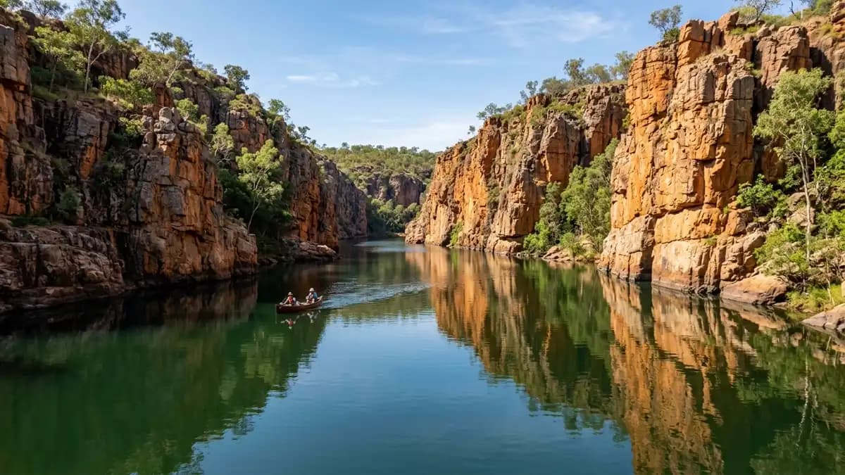 Nitmiluk Katherine Gorge with sandstone walls and calm water, Northern Territory