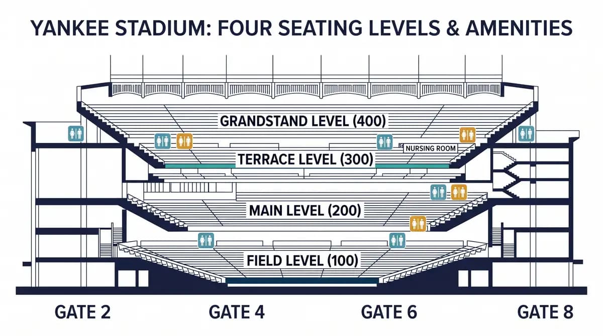 Yankee Stadium seating levels and restroom locations