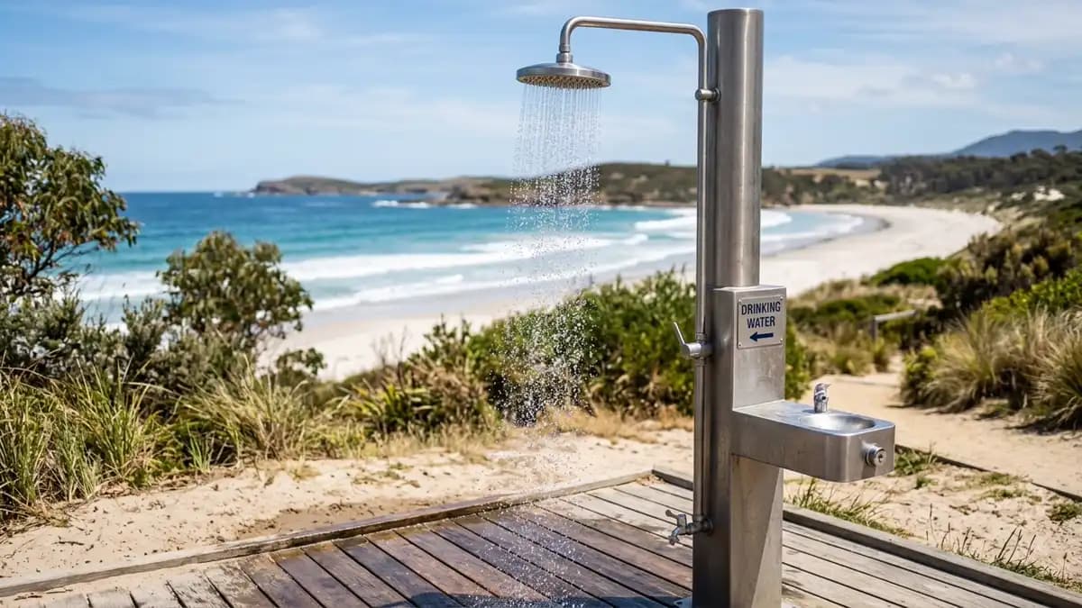 Beach showers and drinking water in Launceston