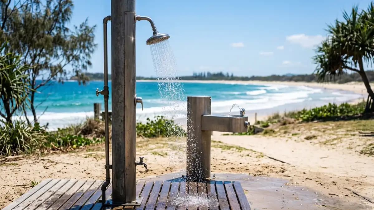 Beach showers and drinking water in Mooloolaba