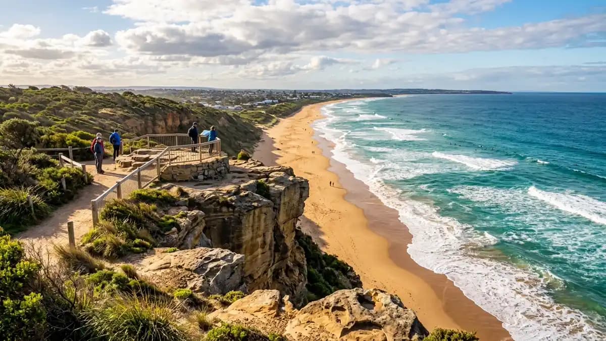 Ocean Grove beach and The Bluff clifftop walk on the Bellarine Peninsula, Victoria