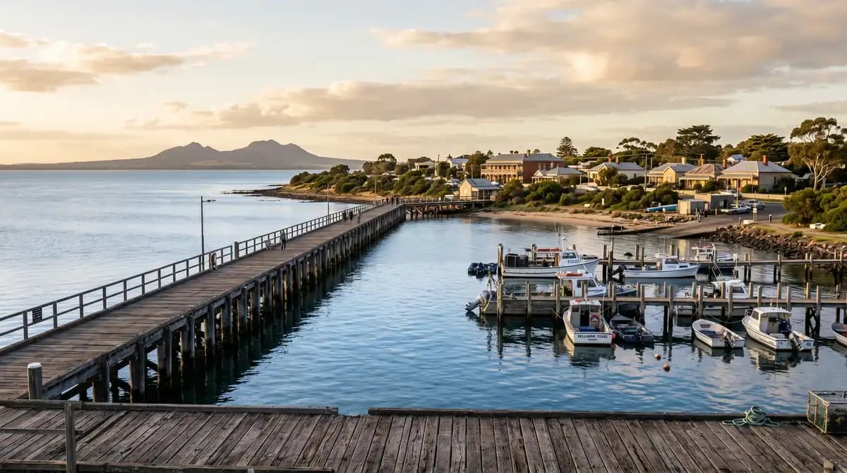 Portarlington pier and beach on the Bellarine Peninsula, Victoria Australia
