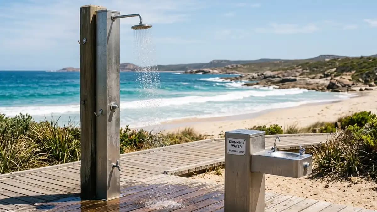 Beach showers and drinking water in Albany