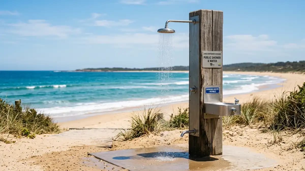 Beach showers and drinking water in Lakes Entrance