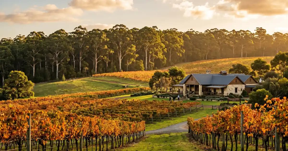 Margaret River vineyard and karri forest, Western Australia