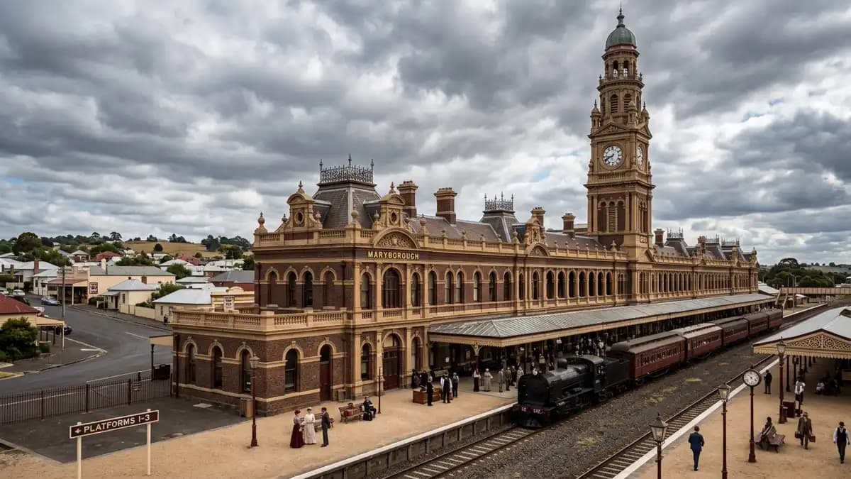Maryborough Railway Station heritage building in central Victoria goldfields