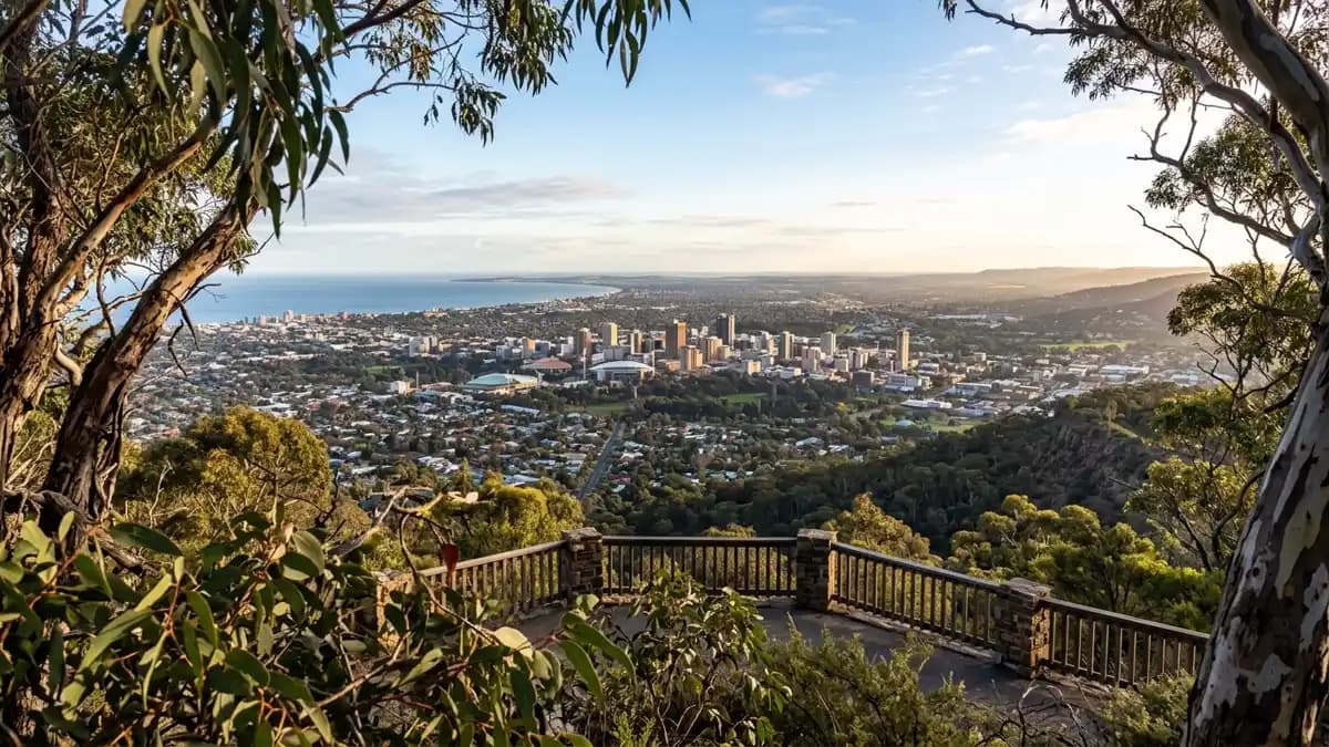 Mount Lofty Summit lookout with panoramic views of Adelaide city and plains, South Australia