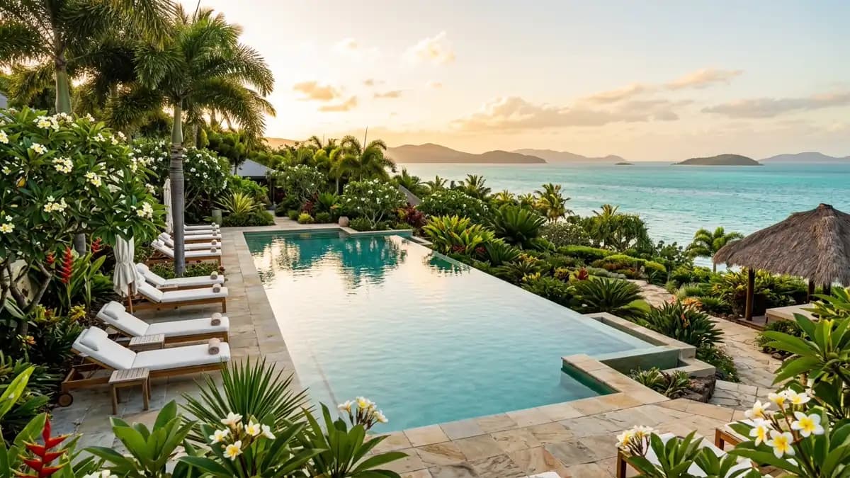 Tropical resort pool and accommodation near Four Mile Beach Port Douglas