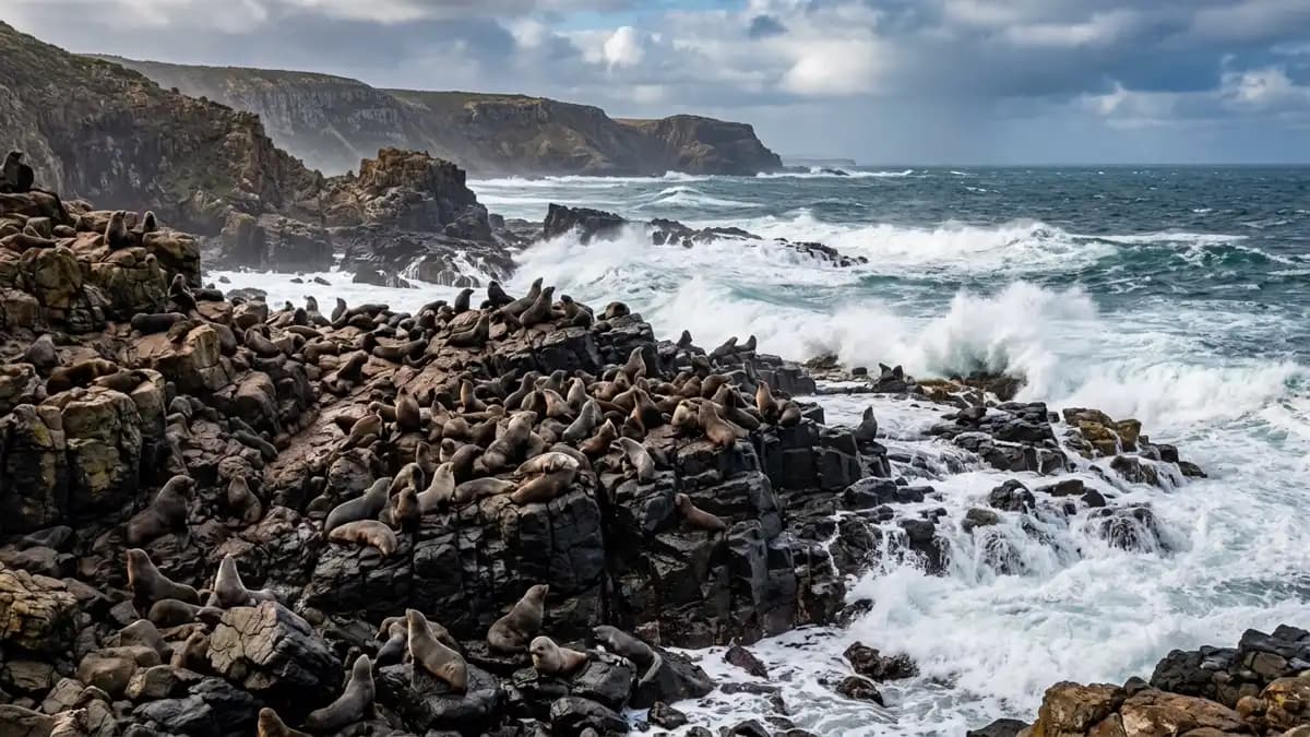 Cape Bridgewater coastline with dramatic cliffs and Southern Ocean, Victoria