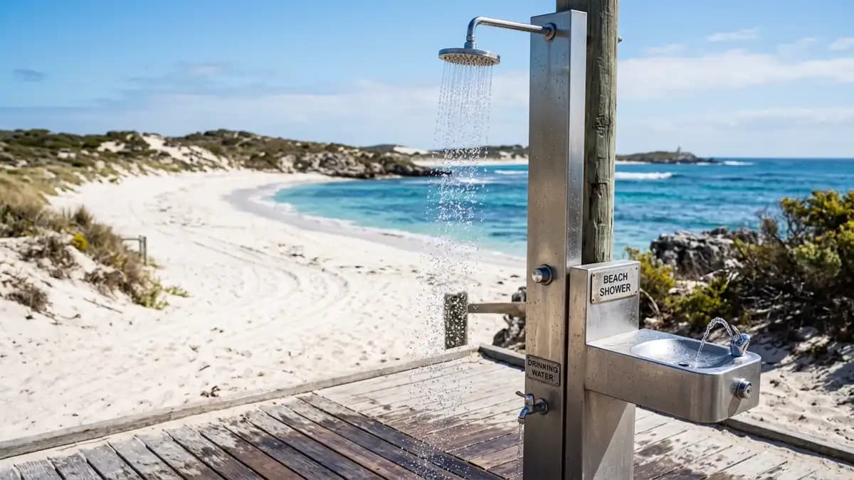 Beach showers and drinking water in Rottnest Island