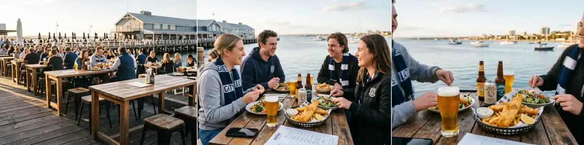 Geelong waterfront dining scene with craft beers and food before a game at GMHBA Stadium