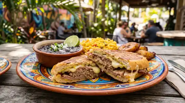 Cuban sandwich and plantains at a Miami restaurant near Hard Rock Stadium