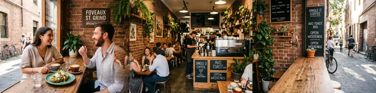 Surry Hills laneway cafe in Sydney with exposed brick, indoor plants, specialty coffee and avocado toast