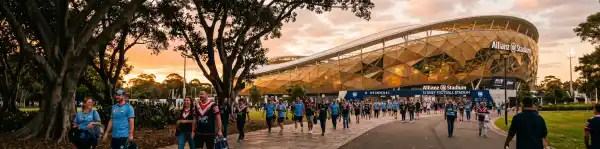 Luxury hotel entrance at dusk near Suncorp Stadium in Brisbane